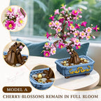 HOGOKIDS Flowers Cherry-Blossom Bonsai Building Set - 2 in 1 Artificial Bonsai Tree Plants for Home Decor & Display Cherry Botanical Flowers Building Toy Birthday Gift for Adults Teens (775PCS)
