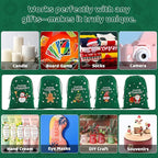 Tapleap Coth Christmas Bags with Drawstring - 50Pcs 7x10 Green Velvet for Small Bussiness Wrapping Christmas Party Favors or Gifts for Friends, Coworkers