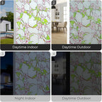 3D Stained Glass Window Film, Decorative Window Privacy Film for Bathroom,Front Door,Home, Sun Blocking Heat Control,Static Cling,23.6inch x 35.4inch Pink sprigs