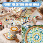 Mosaic Crystal Grout, Mosaics Tile Tools, Mosaic Tile Accessories – Essential for Handmade Grouting and Perfect for DIY Craft Projects (White, 8.8oz)