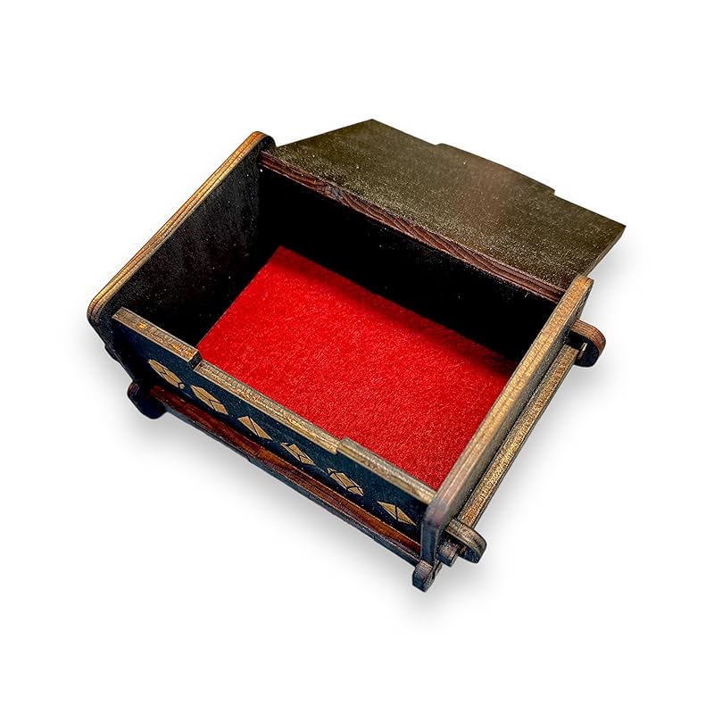 Dice Box - BLACK - 6x4x3 Also holds jewelry and great for desks and desk top items (Dragons Eye)