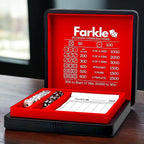 Luck Lab Farkle Dice Tray and Storage Case - Includes Embedded Scoring Combinations, 2 Sets of 6 Pearl Dice, 40 Sheet Score Pad and Pen Holder for The Classic Family Game (Red)