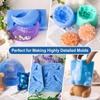 Silicone Mold Making Kit, 22oz 15A Elastic Liquid Silica Gel, Color Sapphire Blue, Suitable for Casting Resin Molds and Candle & Soap Mold,Fast Cure Translucent Platinum Silicone Rubber