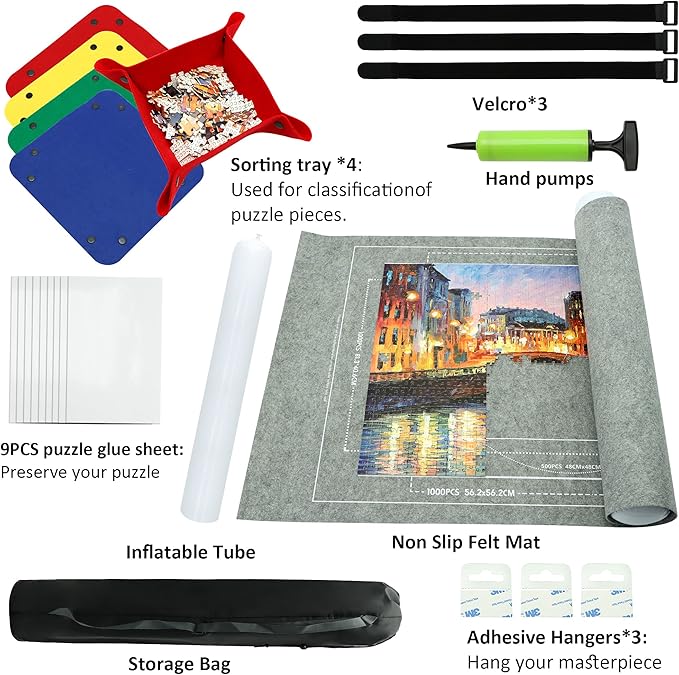 3000PCS - Puzzle Mat Roll Up| Jigsaw Puzzle Mat Roll Up| Roll-Up Save Pad Trays for Sorting Table Board Glue Sheets and Frame Keeper Storage Accessories for Kids and Adults