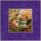 11x14 Mat Bevel Cut for 8.5x11 Photos - Acid Free Purple Crocus Suede Precut Matboard With Backing Board and Crystal Clear, Self Seal Mat Bag - For Pictures, Framing - 4-ply Thickness
