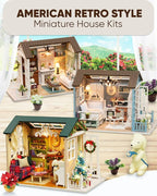 DIY Miniature House Kit, DIY Dollhouse Kit for Adults to Build, Mini House Kit with LED, Mayberry Street Miniatures, Ideal Gifts for Birthday, Valentine Christmas(Happy Times)