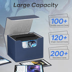 Mlikero Card Deck Box, Commander Deck Box Holds 100+ Double-Sleeved Cards with Divider, Leather Magnetic Closure Card Box Fit for MTG, TCG (Blue)