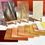 ILLUCKAI 12 Sheets Mixed Amber Stained Glass Sheets, 4 x 6 inch Stained Glass Supplies Mosaic Glass Tiles for Crafts, Cathedral Glass Art Glass for Stained Glass Beginners and Hobbyists