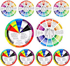 Nezyo 10 Pieces Color Paint Wheel Chart for Artist Kids Paint Mixing Learning Guide Art Class Teaching Tool Color Harmony Wheels for Makeup Blending Board Colorful Mixed Guide(5.5 Inch)