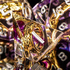 OUKELANWO Magic Lord Rings DND Dice Set with Box, 7Pcs Resin LOTR D&D Dice Set for Role Playing Game, Purple Dungeons Dragons D and D Sharp Edge Dice D20 D12 D10 D8 D6 D4