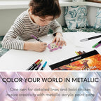 24 Metallic Colors Acrylic Paint Markers, Dual Tip with Fine Tip and Brush Tip Pens for Stone, Wood, Calligraphy, Canvas, Ceramic, Metal, Glass, Rock Painting, DIY Crafts
