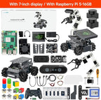 Yahboom Raspberry Pi 5 16GB RAM with ROS2 Robot Kit,6DOF Robotic Arm,7-inch Display,Supports Large Language Models,Ubuntu 22.04. AI Vision Materials
