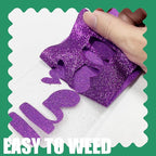 Dark Purple Glitter HTV Heat Transfer Vinyl, 12" x 5ft lron on Vinyl, for T-Shirt Ironing, Vinyl HTV Easy to Cut and Weed, The Best Choice for DIY Creativity. (Dark Purple, 12" x5ft)