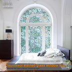 Window Privacy Film Stain Glass Window Film Rainbow Window Film Window clings Non-Adhesive Reusable Decorative for Room (Daisy Rainbow, 45.2 x 157.4 in)