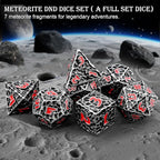 Haxtec DND Dice Set Metal Dice Compatible with Dungeons and Dragons D&D Gift TTRPG Antique Iron Red Polyhedral Dice
