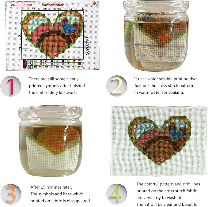 CROSSDECOR Stamped Cross Stitch Kits 11CT 9.5X9.5 inch Pre-Printed Cross-Stitching Starter Patterns for Beginner Kids or Adults, Embroidery Needlepoint Kits