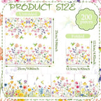 Fulmoon 200 Pieces Christmas Wildflower Cocktail Napkins Decoupage Disposable Fall Floral Dessert Paper Dinner Napkins Decorative Flower Hummingbird Beverage Towel for Xmas Party Favor Supplies