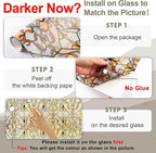 3D Stained Glass Window Privacy Film, Heat Control UV Blocking Static Cling Decorative Window Film for Bathroom,Front Door,Home Non Adhesive,GiltGaze 16.9 x 78.7 inches