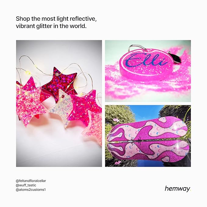 Hemway Polyurethane & Epoxy Resin Glitter 100g / 3.5oz Metallic Crystal Flake Additive for Flooring Jewelry Tumblers Glass Pigment - Extra Chunky (1/24" 0.040" 1mm) - Rose Pink
