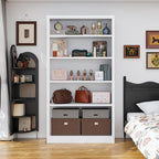 66"Heavy-Duty Steel Open Storage Cabinet with Adjustable Shelves, 6-Tier Shelving Unit, Easy Assembly Freestanding Organizer for Garage, Pantry,Office, Living Room (White, 5 Tier-66"Hx 33"W x14"D)