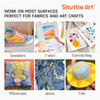 Fabric Paint, Shuttle Art 30 Colors Permanent Soft Fabric Paint in Bottles (60ml/2oz) with Brushes, Palette, Stencils, Non-Toxic Textile Paint for T-shirts, Shoes, Jeans, Bags, DIY Projects&Art Crafts