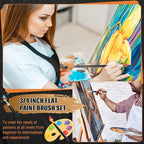 Zonon 10 Pcs 3/4 Inch Flat Paint Brushes Acrylic Painting Craft Accessories Small Watercolor Paint Brushes Bulk for Adult Artist Detail Oil Canvas Face(8.1 x 0.9 x 3/4 Inch,Black)