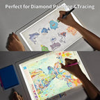 Phylosal Rechargeable A4 LED Light Pad for Diamond Painting, Ultra-Thin Magnetic Tracing Light Box for Drawing, Diamond Art Light Board with Side Button, Super Bright Light Table for Sketching (White)