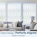 rabbitgoo Window Privacy Film for Glass Windows, Frosted Glass Cling with Decorative Moroccan Lattice, Removable Heat Control Sun Blocking Door Covering Sticker for Home Bathroom, 11.8 x 78.7 inches