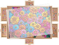 1500 Pieces Rotating Puzzle Board with 6 Drawers, Lazy Susan & Transparent Cover, 34.2"x25.2" Portable Wooden Jigsaw Puzzle Board, Great Gift for Puzzle Enthusiasts