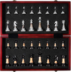 VAMSLOVE Chess Set Large 16''/42cm Folding Wooden Board with Deluxe Weighted Acrylic Chess Pieces - 3.5" King with Storage Slots for Adults House Warming Retirement Gift