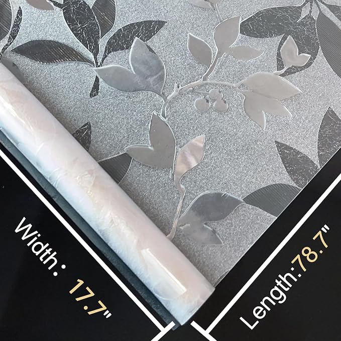 Window Privacy Film Decorative for Front Door, Bathroom Static Cling Stained Glass Sticker Opaque Heat Control UV Blocking Non-Adhesive for Home Windows, Magnolia
