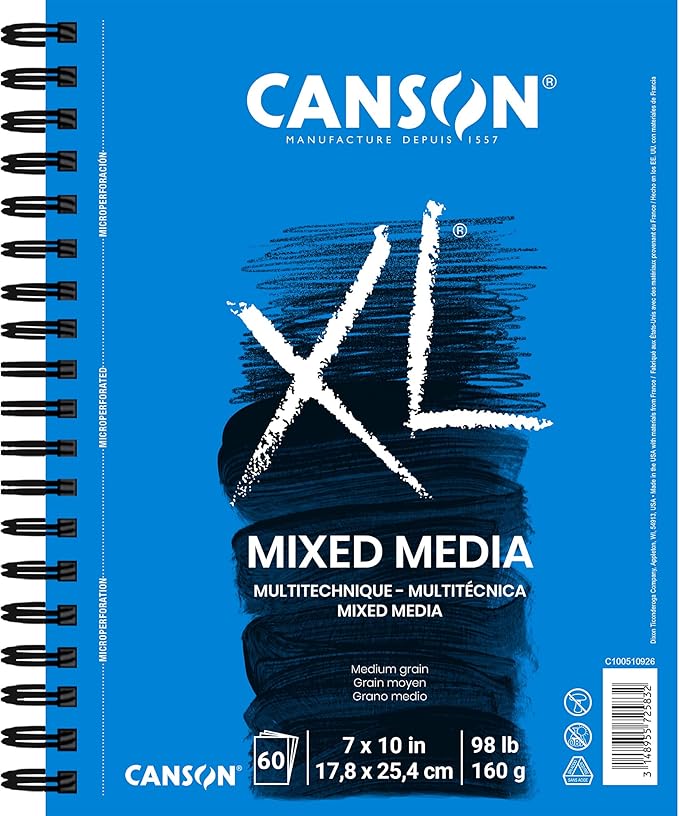 Canson XL Series Mixed Media Art Paper Pad Bundle - 9x12 inches 60 Sheets and 7x10 inches 60 Sheets