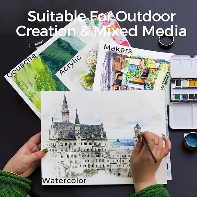 Funto Watercolor Pads, 100% Cotton, 20 Sheets, 8.3X 5.8”, 140lb/300gsm, Glue Bound, Double-Sided, Easy Tear Heavyweight Art Paper for Painting