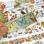 37 Rolls Vintage Washi Tape Set - Decorative Tape Floral Butterfly Mushroom Botanical,Adhesive Tape for Journaling Supplies,Scrapbooking,Junk Journal Supplies5/8/10/15/30/75mm Wide9.84ft Long/Roll