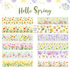 12 Pcs Flowers Washi Tapes Set Flowers Blooms Garden Vintage Flowers Masking Tape Floral Themed Decorative Tape Flowers Printed Decorative for DIY, Planner, Scrapbooking, and Party Decor