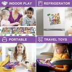 Magnetic Puzzles for Kids Ages 4-8, 3 in 1 Toddlers Cartoon Magnet Jigsaw Puzzle Book, Travel Toys, Preschool Learning Toy for Ages 3-8 (Purple Squad)