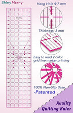 Quilting Ruler 6"x12",Non-Slip Clear Acrylic Sewing Ruler with Easy-to-Read Grid,Yellow & Black Grid Design,Perfect for Fabric,Patchwork,Cutting & Sewing Crafts,Durable Tool for Quilting