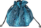 Large DND Dice Bag Leather Dice Storage Bag Blue D&D Drawstring Pouch with Pockets for RPG Table Games - Can Hold 200+ Dice