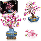 HOGOKIDS Flowers Cherry-Blossom Bonsai Building Set - 2 in 1 Artificial Bonsai Tree Plants for Home Decor & Display Cherry Botanical Flowers Building Toy Birthday Gift for Adults Teens (775PCS)