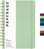 PAPERAGE Graph Paper Spiral Notebook & Journal, (Sage), 160 Pages, Medium 5.5 inches x 8 inches - 100 GSM Thick Graphing Paper, Hardcover, Double-Wire Grid Spiral Notebook
