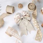 Burlap Ribbon Wired, Farmhouse Rustic White Dots Ribbon for Gifts Wrapping DIY Crafts Floral Bows Wreath Making Party Supplies Holiday Home Decoration, 2.5 Inch x 10 Yards