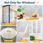 rabbitgoo Rainbow Window Privacy Film Decorative Stained Glass Diamond Pattern Window Sticker with Iridescent Tint Non-Adhesive Static Cling for Home Office Crystal Pattern, 23.6 x 78.7 inch