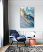 My Photostation.com 40WX60H'' Turquoise and Blue Alcohol ink Glass Wall Art Tempered Glass Printing Wall Decor Large Wall Art Wall Hangings