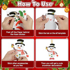 Fennoral 12 Pack Snowman Craft Kits for Kids Make You Own Snowman Foam Stickers Ornament DIY Christmas Arts and Crafts for Chirstmas Party Supplies Winter Christmas Tree Decoration