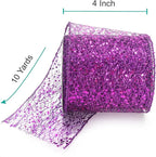 CT CRAFT LLC Sparkling Glitter Mesh Wired Ribbon 4" x 10 Yards Purple for Christmas Home Decor Bow Gift Wrapping DIY Crafts Wreath