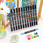 Guangna 120 Colors Acrylic Paint Markers, Dual Tip Paint Markers Pens Set with Soft Brush Tip, Multifunctional Fine Tip Markers for Wood,Canvas, Rock Painting,Glass,Diy Crafts Art Supplies, Waterproof