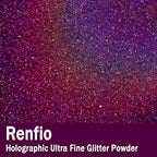 Renfio Holographic Ultra Fine Glitter Powder Metallic Resin Glitter 2.11 Oz (60g) PET Flakes Crafts Sequins 1/128" 0.008" 0.2mm Epoxy Chips Flakes for Tumblers Slime Roses - Laser Purple