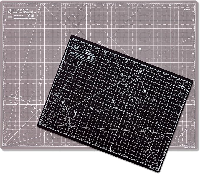 Elan Cutting Mat A2 Black & Taupe, Self Healing Cutting Mat 18x24 Inch, 5-Ply Craft Board Black, Hobby Board for Crafts 18x24 Inch