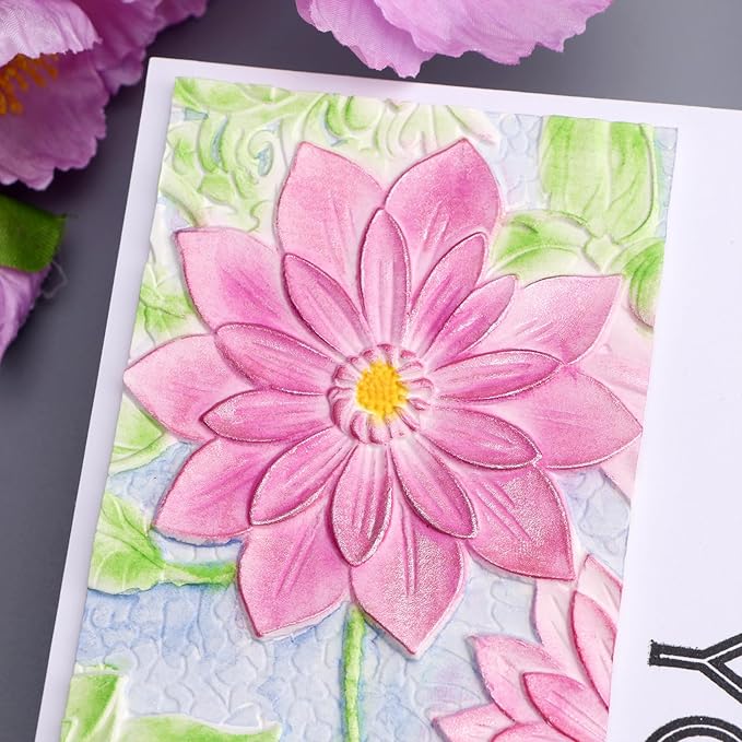 BAOFALI 3D Embossing Folders Lotus for DIY Scrapbooking Photo Album Card Paper Craft Decoration for Card Making,Embossing Template Paper Card Embossing Stencil 6.3" L x 4.5" W
