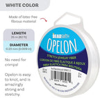 The Beadsmith Opelon Stretch Cord – Elastic Beading Fiber, White, 0.23 mm Diameter, 25 Meters (82 ft) Spool